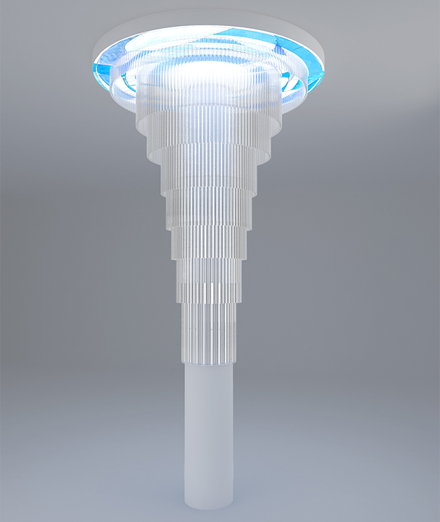 render del lampadario del ospedale Sacro Cuore di Negrar