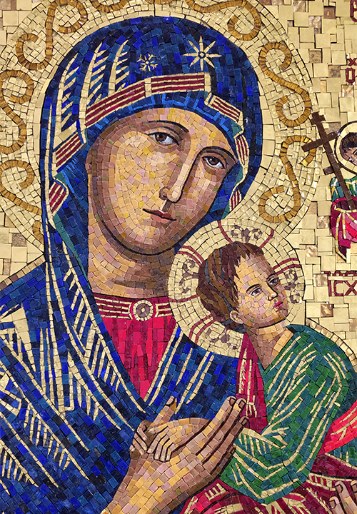 Dettaglio del mosaico realizzato per l'ambasciata in vaticano di Haiti