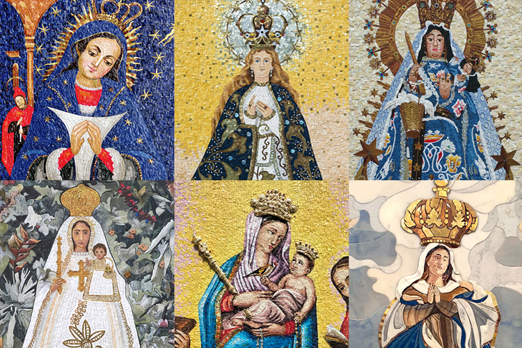 Mosaici realizzati per i giardini vaticani con le icone mariane dei paesi del sud america