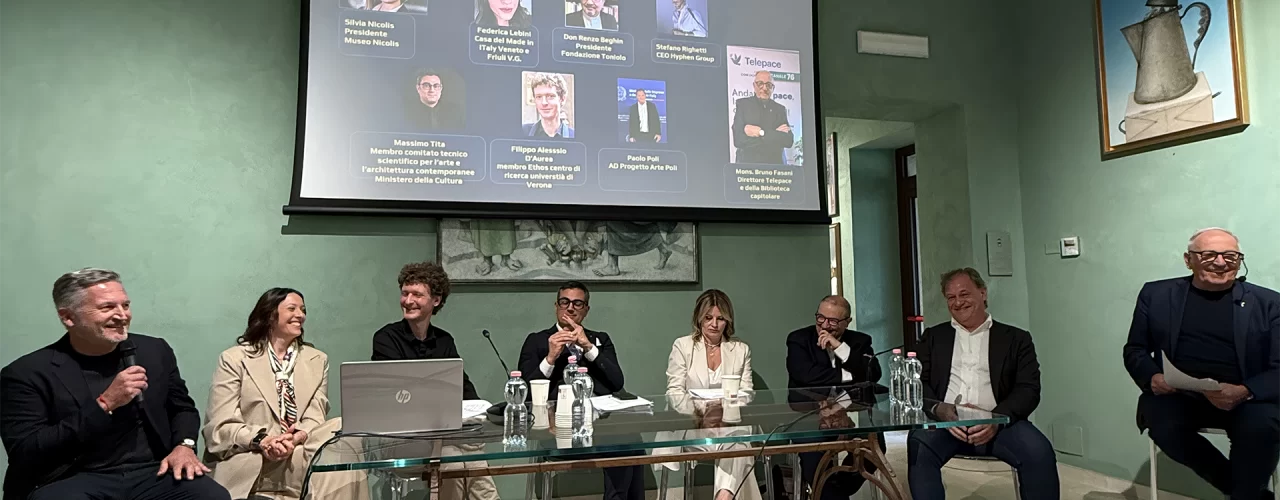 paolo poli and the participants to the round table for the documentary film "In Your Hands"
